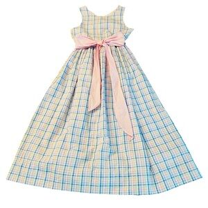 Bailey Boys Plaid Sleeveless Girl’s Dress with Pink Bow Size 10